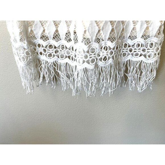 Lulu's Fitted White Fringe Midi Dress S - Picture 9 of 12